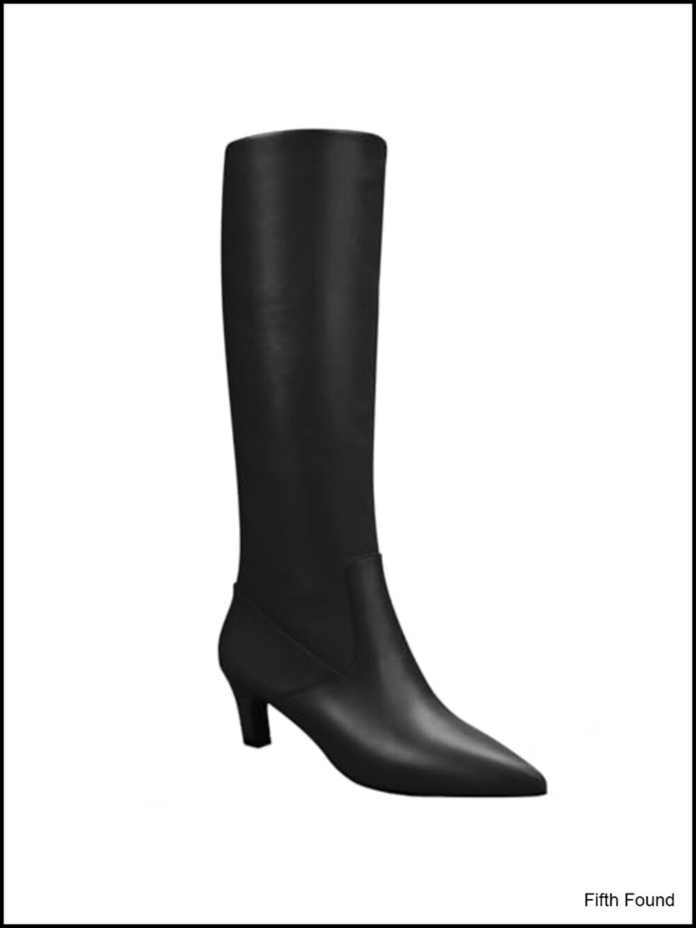 Women's Faux Leather Knee High Boots Pointed Toe Block Heel Side Zip